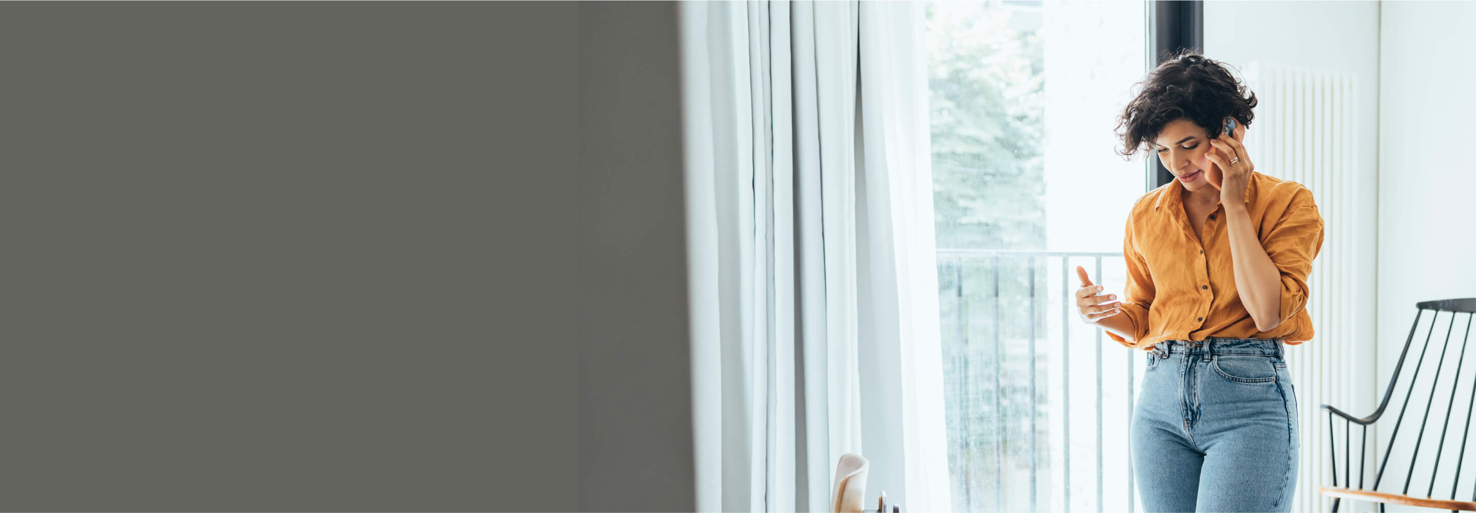 A woman on the phone discussing kyphoplasty and vertebroplasty with her doctor.